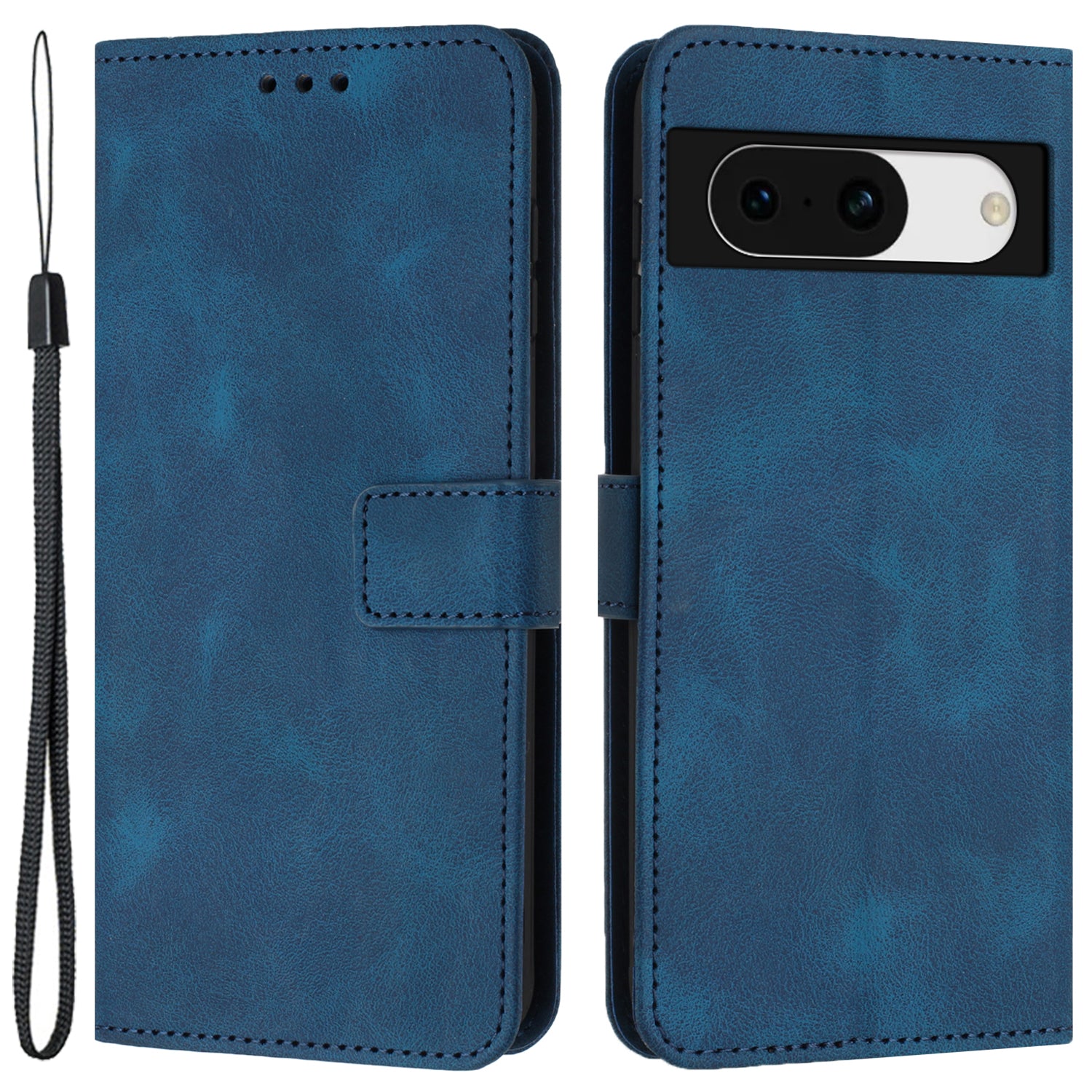 For Google Pixel 8a Case Wallet PU Leather Phone Cover with Lanyard Strap