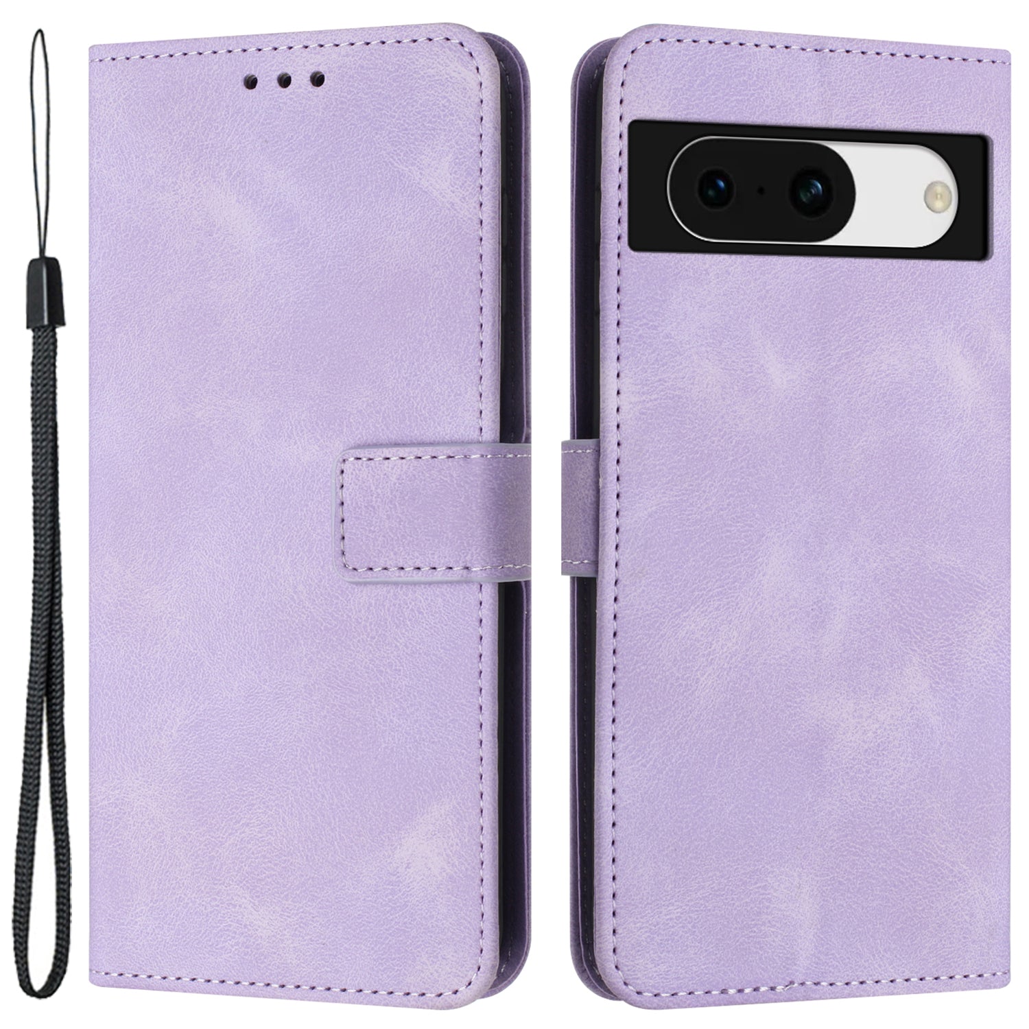 For Google Pixel 8a Case Wallet PU Leather Phone Cover with Lanyard Strap