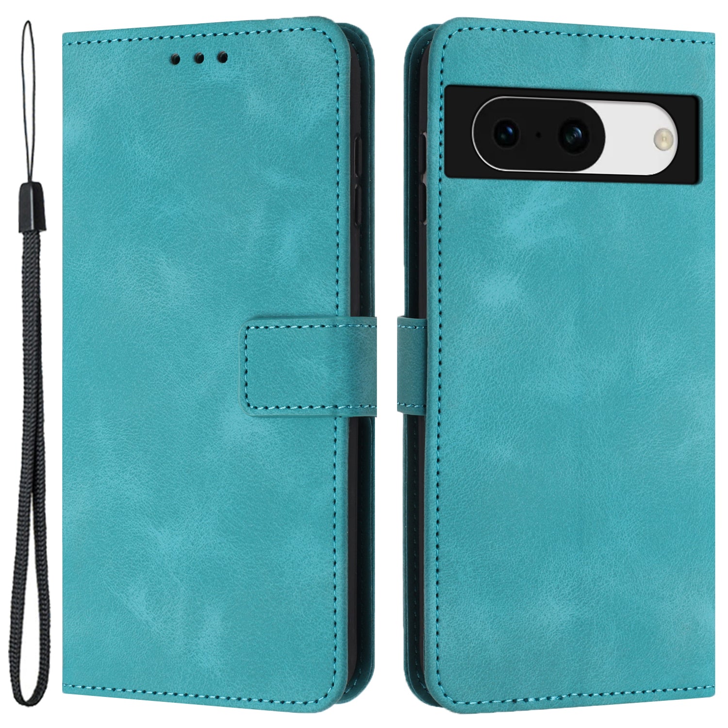 For Google Pixel 8a Case Wallet PU Leather Phone Cover with Lanyard Strap