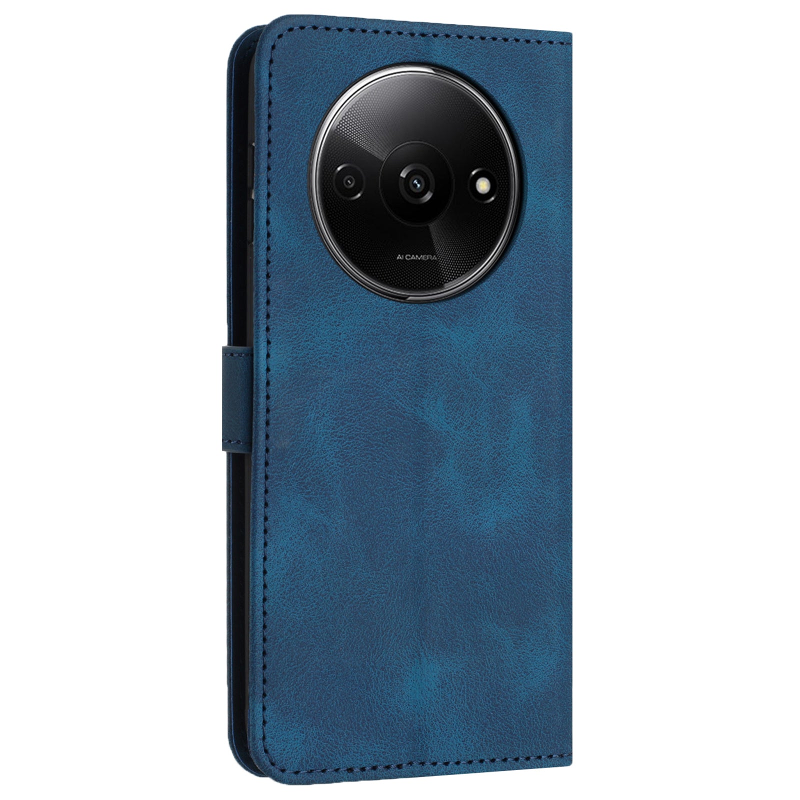 For Xiaomi Redmi A3 / Poco C61 4G Case Solid Color PU Leather Stand Magnetic Closure Phone Cover