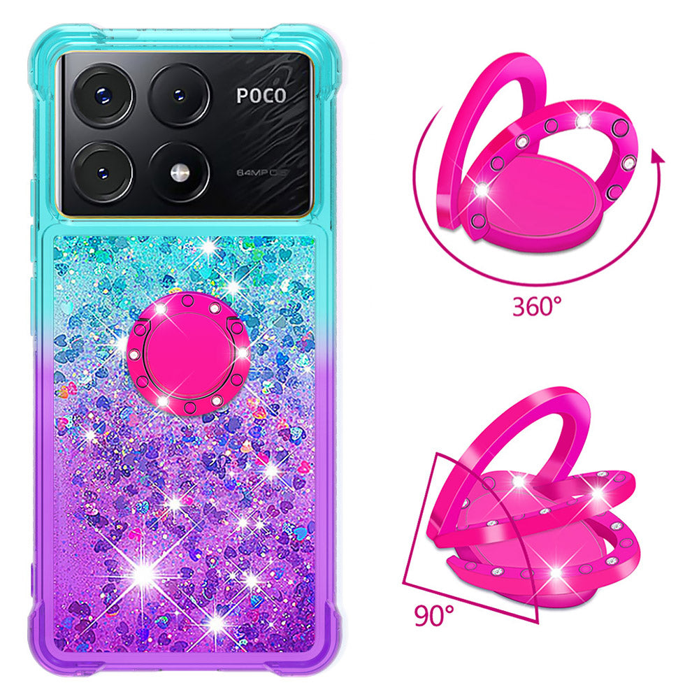 YB Quicksand Series-8 for Xiaomi Poco X6 Pro 5G / Redmi K70E 5G TPU Case Kickstand Gradient Phone Cover