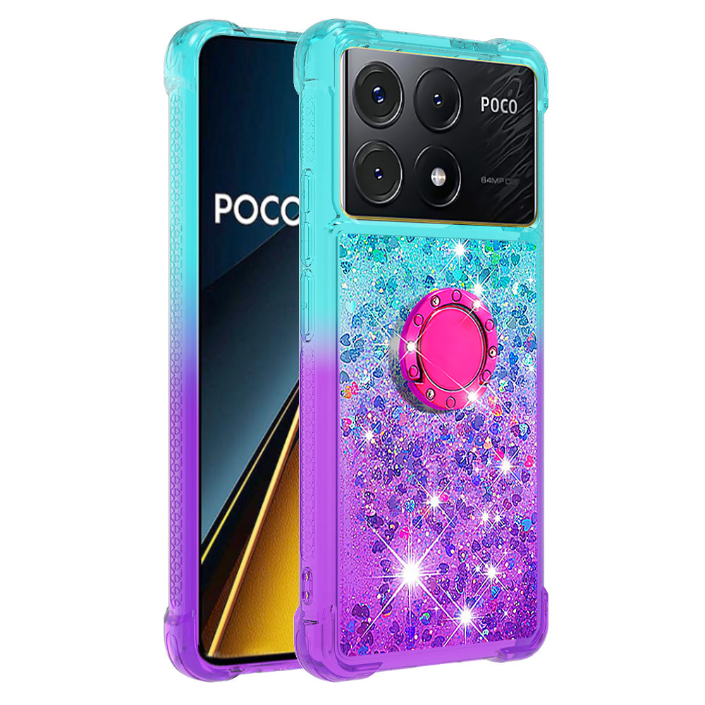 YB Quicksand Series-8 for Xiaomi Poco X6 Pro 5G / Redmi K70E 5G TPU Case Kickstand Gradient Phone Cover
