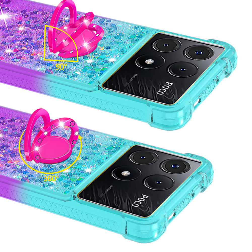 YB Quicksand Series-8 for Xiaomi Poco X6 Pro 5G / Redmi K70E 5G TPU Case Kickstand Gradient Phone Cover