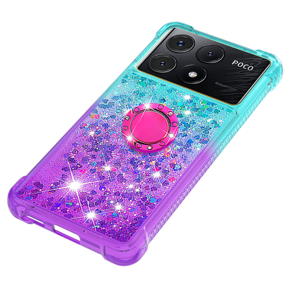 YB Quicksand Series-8 for Xiaomi Poco X6 Pro 5G / Redmi K70E 5G TPU Case Kickstand Gradient Phone Cover
