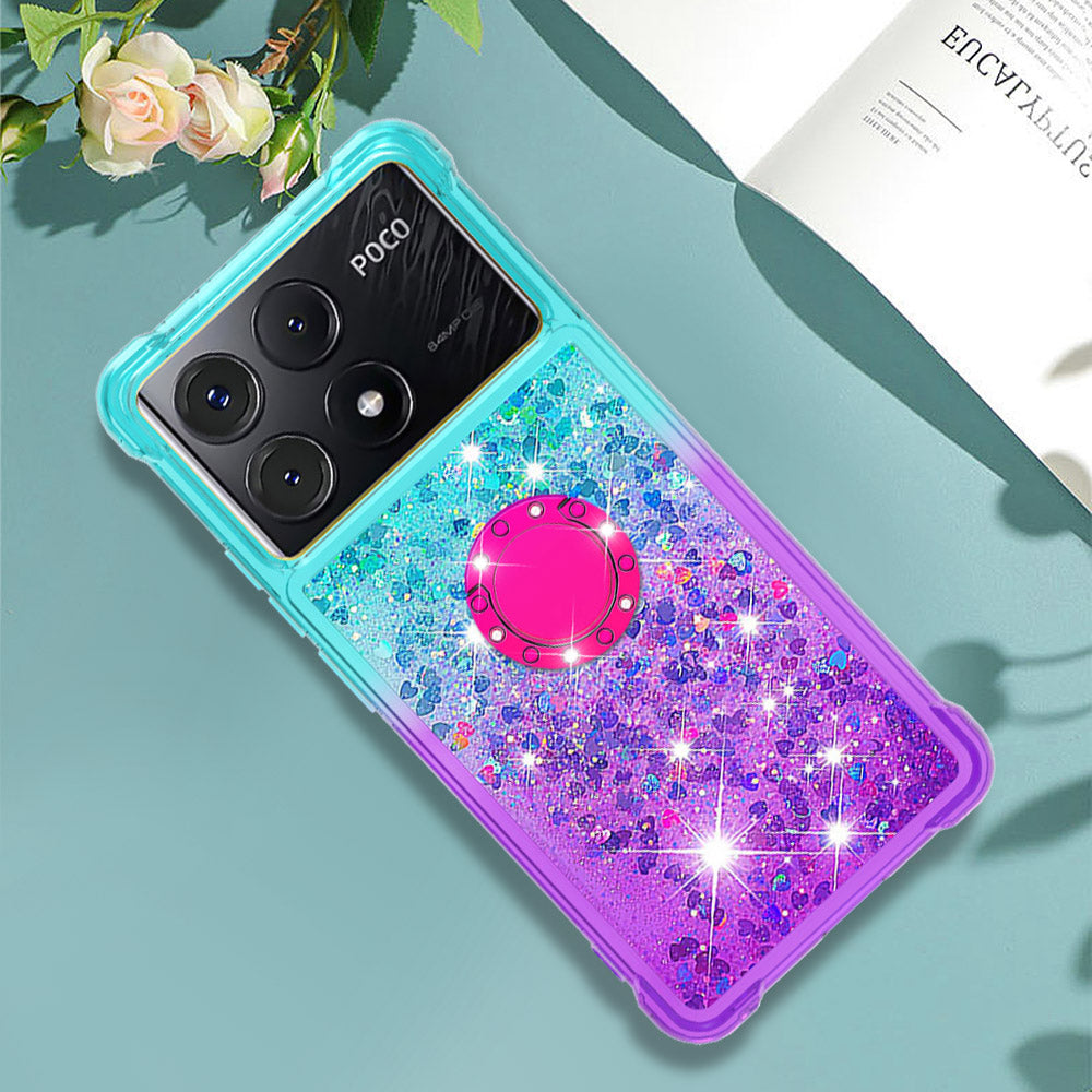 YB Quicksand Series-8 for Xiaomi Poco X6 Pro 5G / Redmi K70E 5G TPU Case Kickstand Gradient Phone Cover