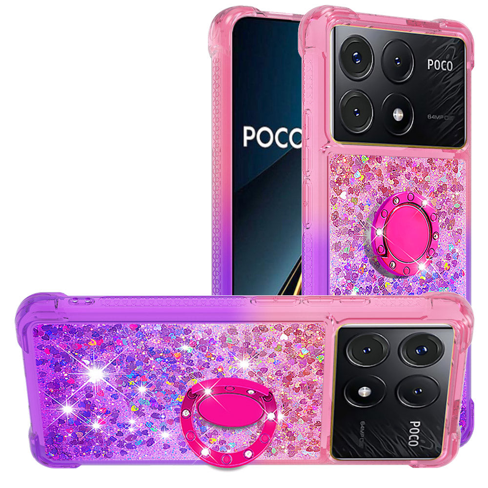 YB Quicksand Series-8 for Xiaomi Poco X6 Pro 5G / Redmi K70E 5G TPU Case Kickstand Gradient Phone Cover