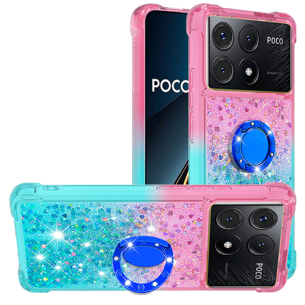 YB Quicksand Series-8 for Xiaomi Poco X6 Pro 5G / Redmi K70E 5G TPU Case Kickstand Gradient Phone Cover