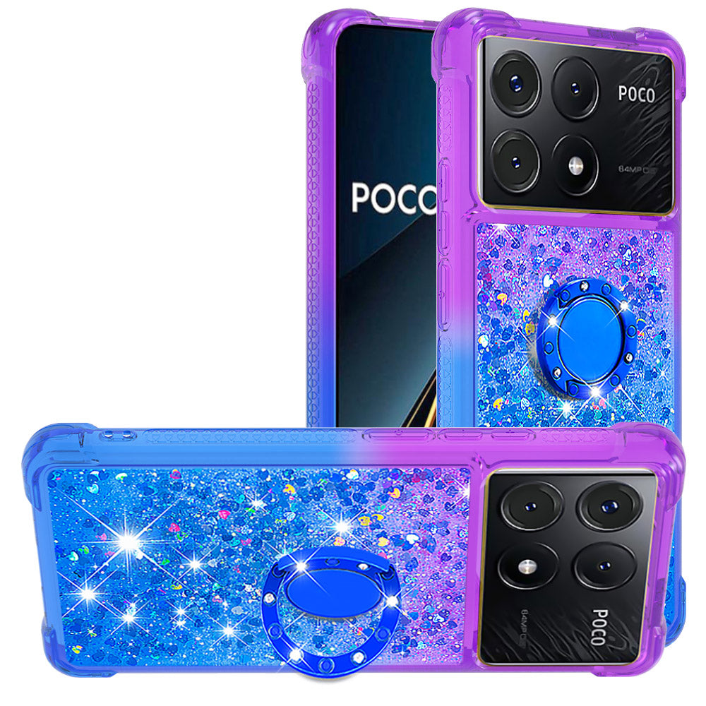 YB Quicksand Series-8 for Xiaomi Poco X6 Pro 5G / Redmi K70E 5G TPU Case Kickstand Gradient Phone Cover