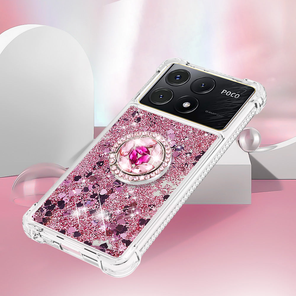 YB Quicksand Series-7 For Xiaomi Poco X6 Pro 5G / Redmi K70E 5G Case Kickstand TPU Phone Cover