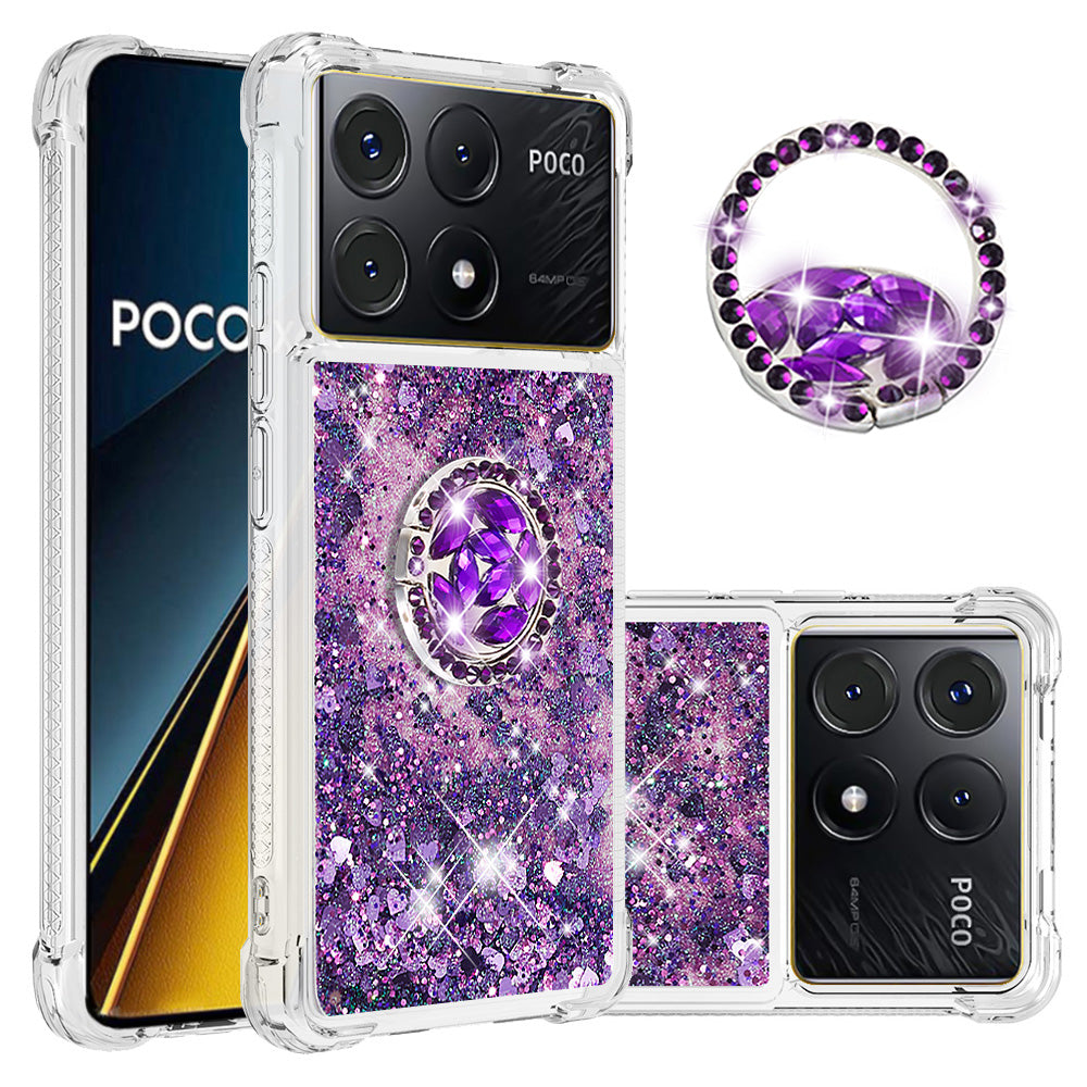 YB Quicksand Series-7 For Xiaomi Poco X6 Pro 5G / Redmi K70E 5G Case Kickstand TPU Phone Cover
