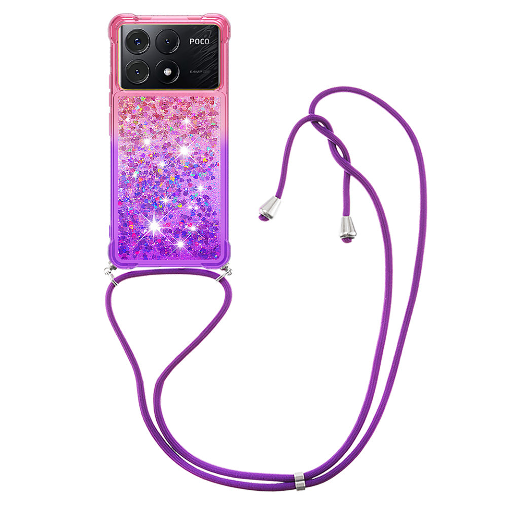 YB Quicksand Series-6 for Xiaomi Poco X6 Pro 5G / Redmi K70E 5G Case with Lanyard Soft TPU Phone Cover