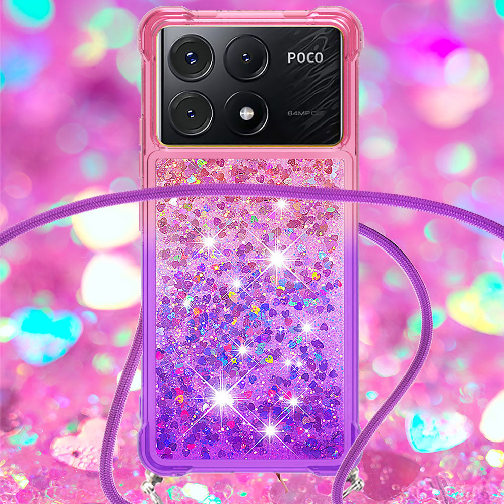 YB Quicksand Series-6 for Xiaomi Poco X6 Pro 5G / Redmi K70E 5G Case with Lanyard Soft TPU Phone Cover