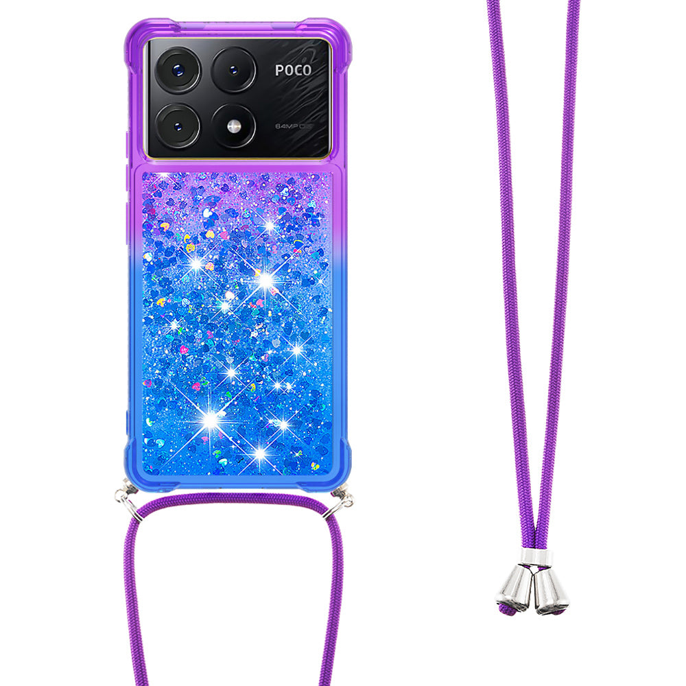 YB Quicksand Series-6 for Xiaomi Poco X6 Pro 5G / Redmi K70E 5G Case with Lanyard Soft TPU Phone Cover