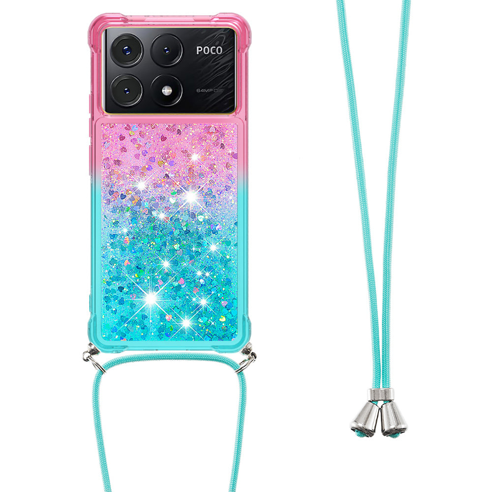 YB Quicksand Series-6 for Xiaomi Poco X6 Pro 5G / Redmi K70E 5G Case with Lanyard Soft TPU Phone Cover