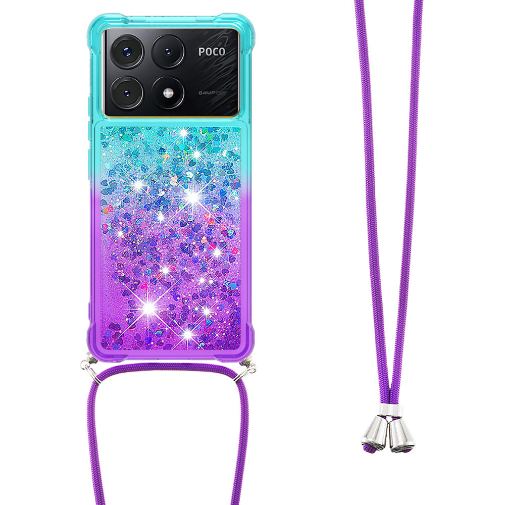 YB Quicksand Series-6 for Xiaomi Poco X6 Pro 5G / Redmi K70E 5G Case with Lanyard Soft TPU Phone Cover