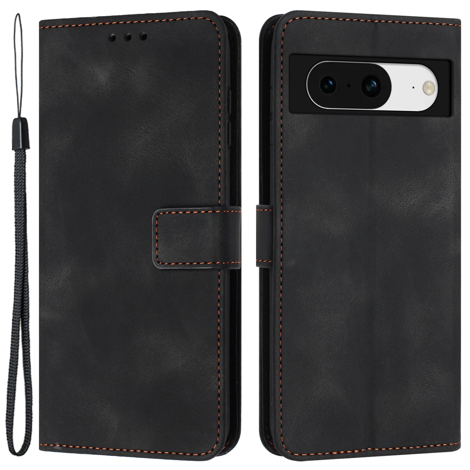 For Google Pixel 9 Case Magnetic Flip Leather Phone Cover Soft Touch with Strap