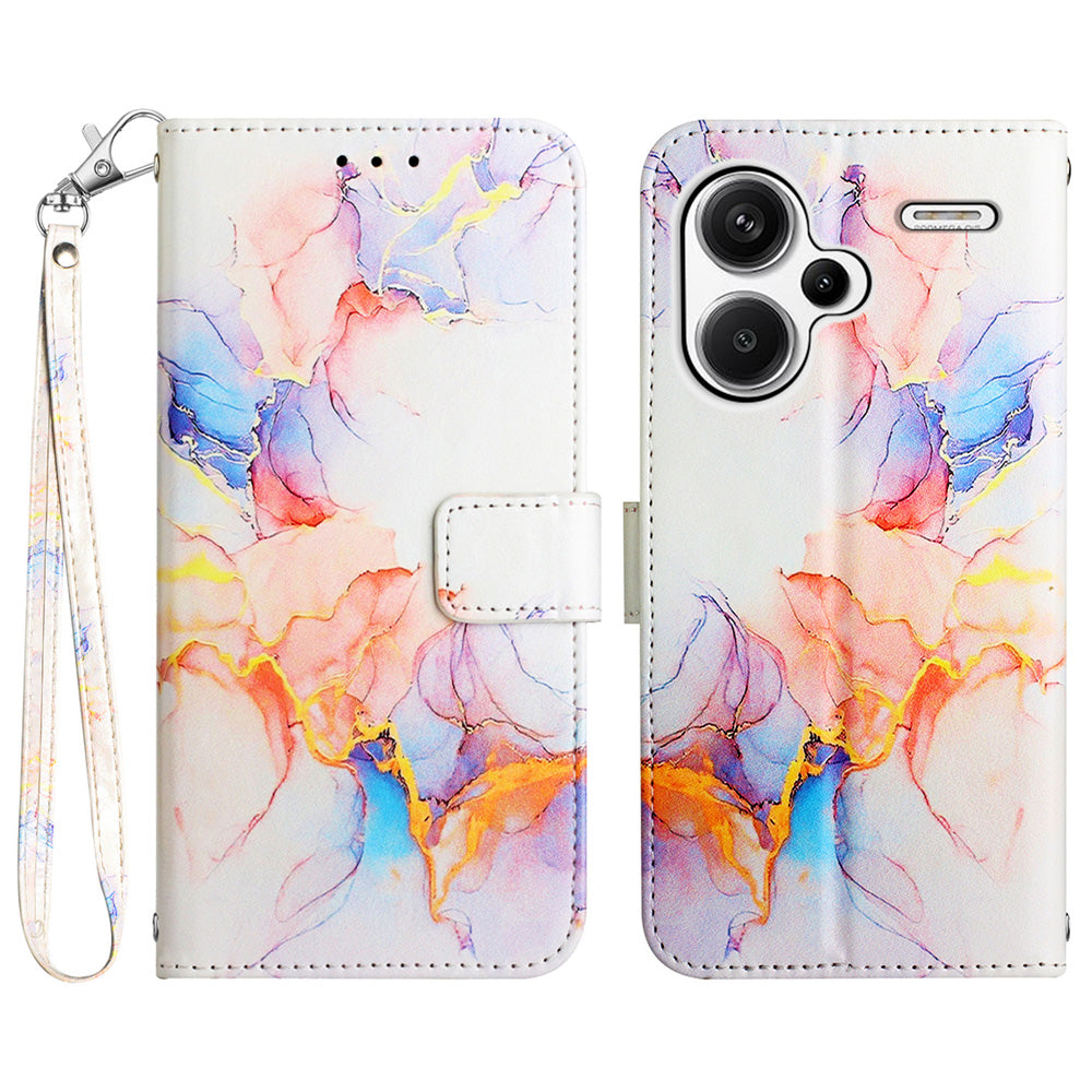 YB Pattern Printing Leather Series-5 For Xiaomi Redmi Note 13 Pro+ 5G Wallet Phone Case with Hand Strap