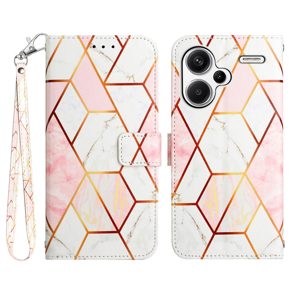 YB Pattern Printing Leather Series-5 For Xiaomi Redmi Note 13 Pro+ 5G Wallet Phone Case with Hand Strap