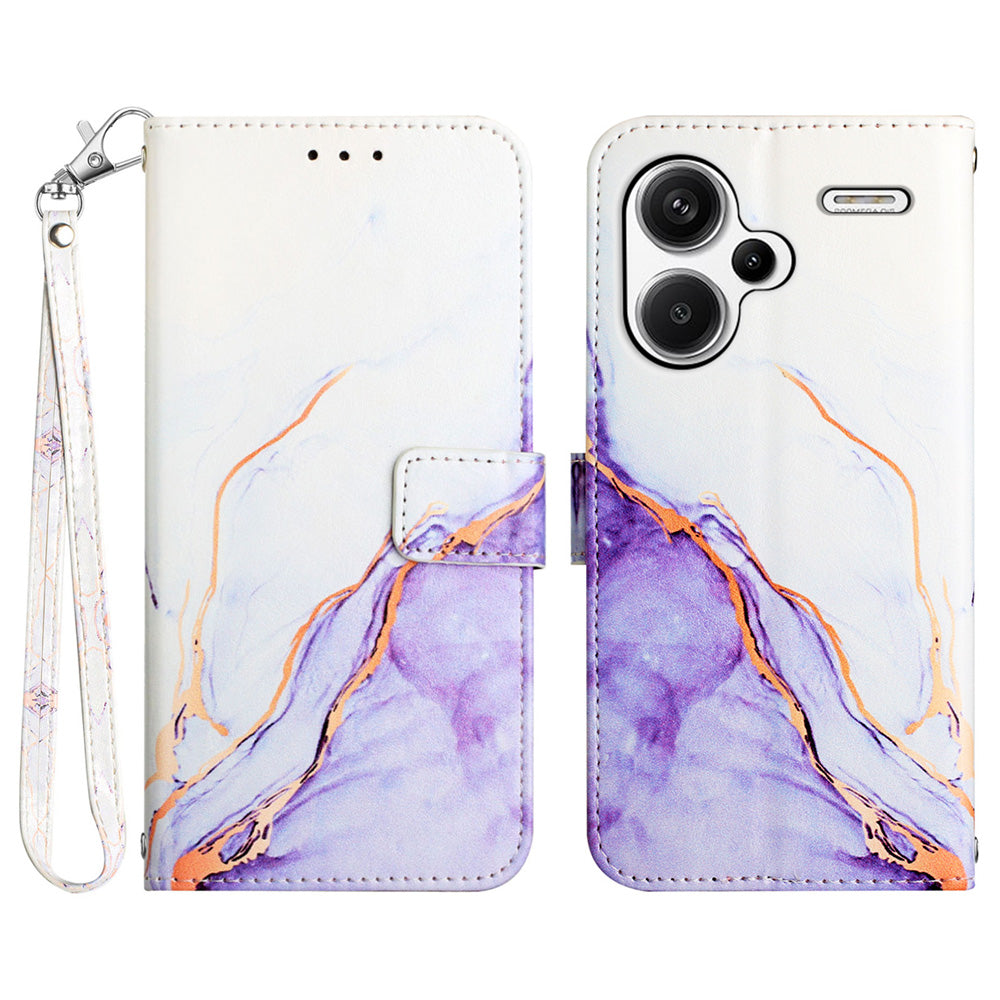 YB Pattern Printing Leather Series-5 For Xiaomi Redmi Note 13 Pro+ 5G Wallet Phone Case with Hand Strap