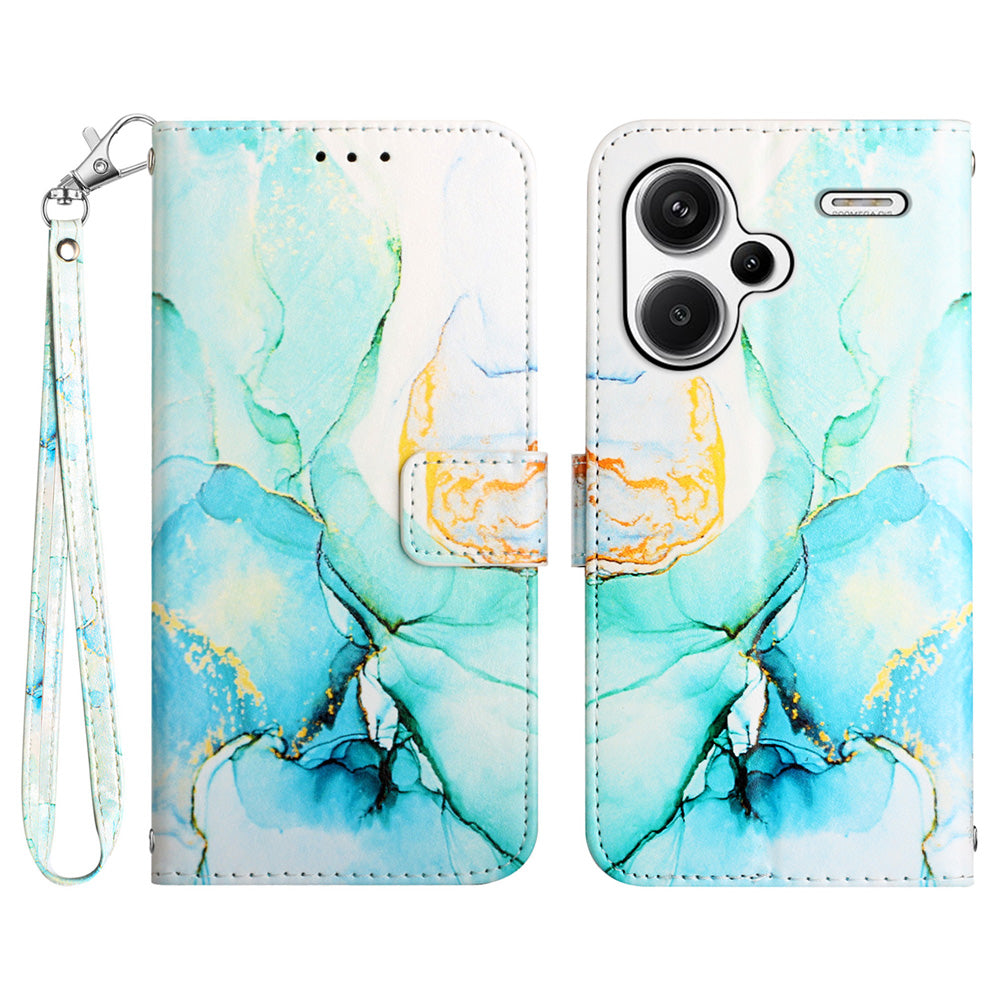 YB Pattern Printing Leather Series-5 For Xiaomi Redmi Note 13 Pro+ 5G Wallet Phone Case with Hand Strap