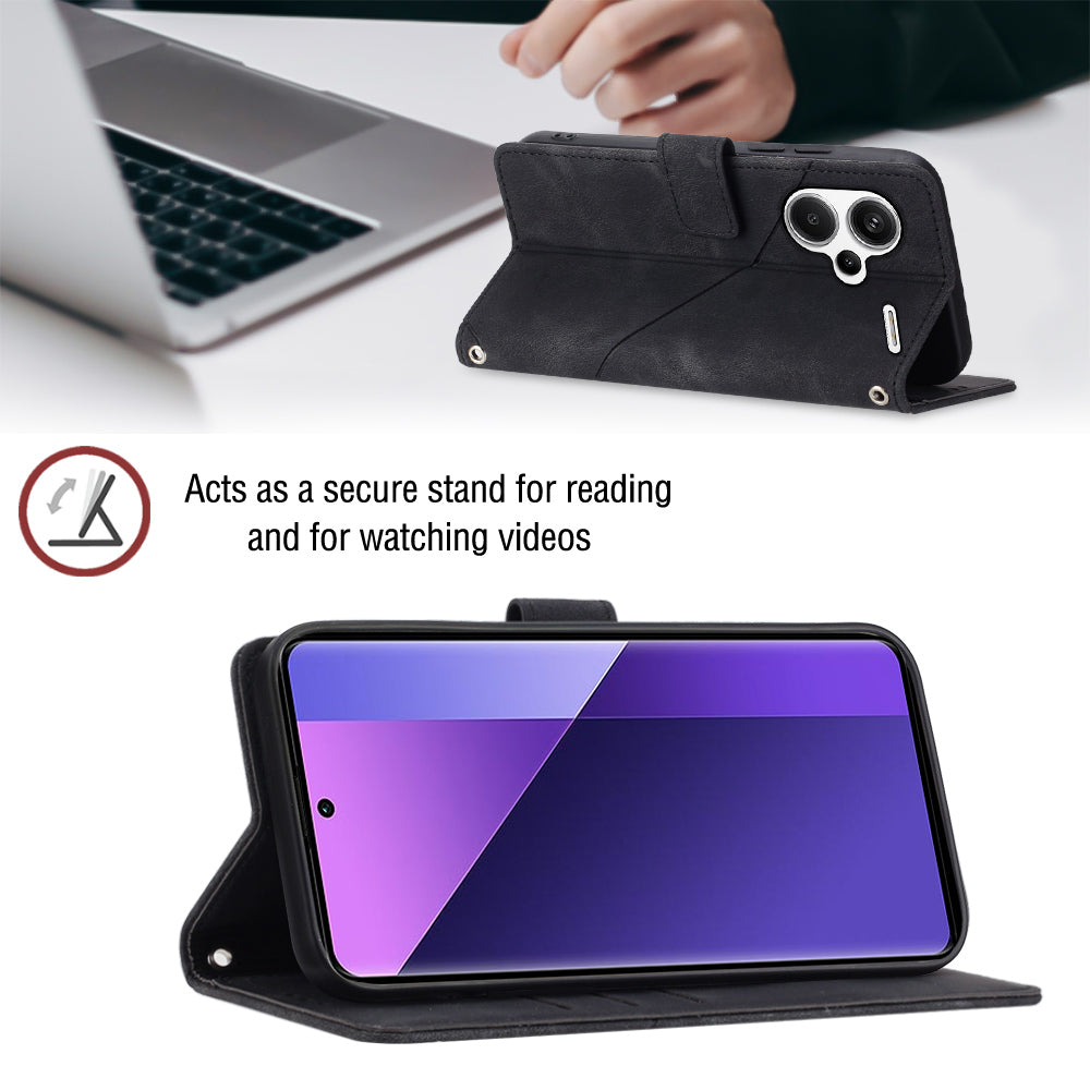 PT005 YB Imprinting Series-7 for Xiaomi Redmi Note 13 Pro+ 5G Case PU Leather Skin-touch Phone Cover