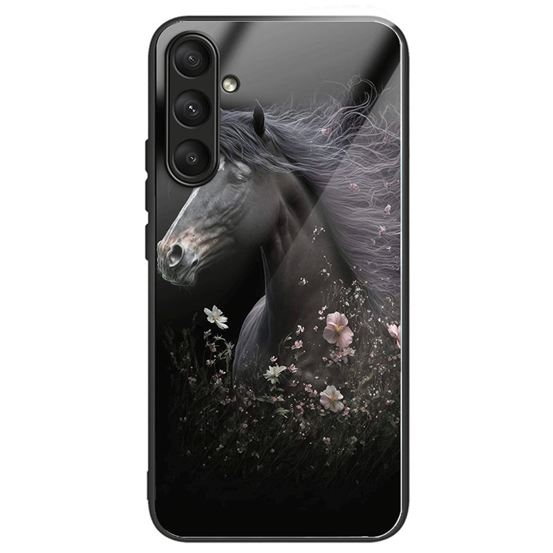 For Samsung Galaxy A25 5G (Global) (161.0 x 76.5 x 8.3mm) Pattern Printing Phone Case Tempered Glass+TPU+PC Cover