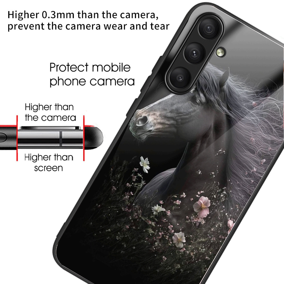 For Samsung Galaxy A25 5G (Global) (161.0 x 76.5 x 8.3mm) Pattern Printing Phone Case Tempered Glass+TPU+PC Cover