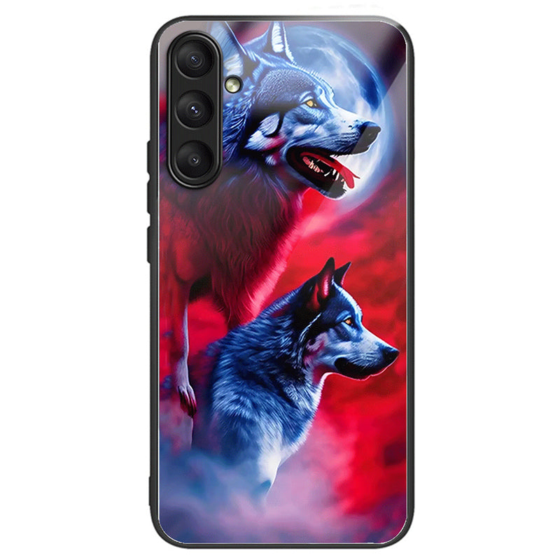 For Samsung Galaxy A25 5G (Global) (161.0 x 76.5 x 8.3mm) Pattern Printing Phone Case Tempered Glass+TPU+PC Cover