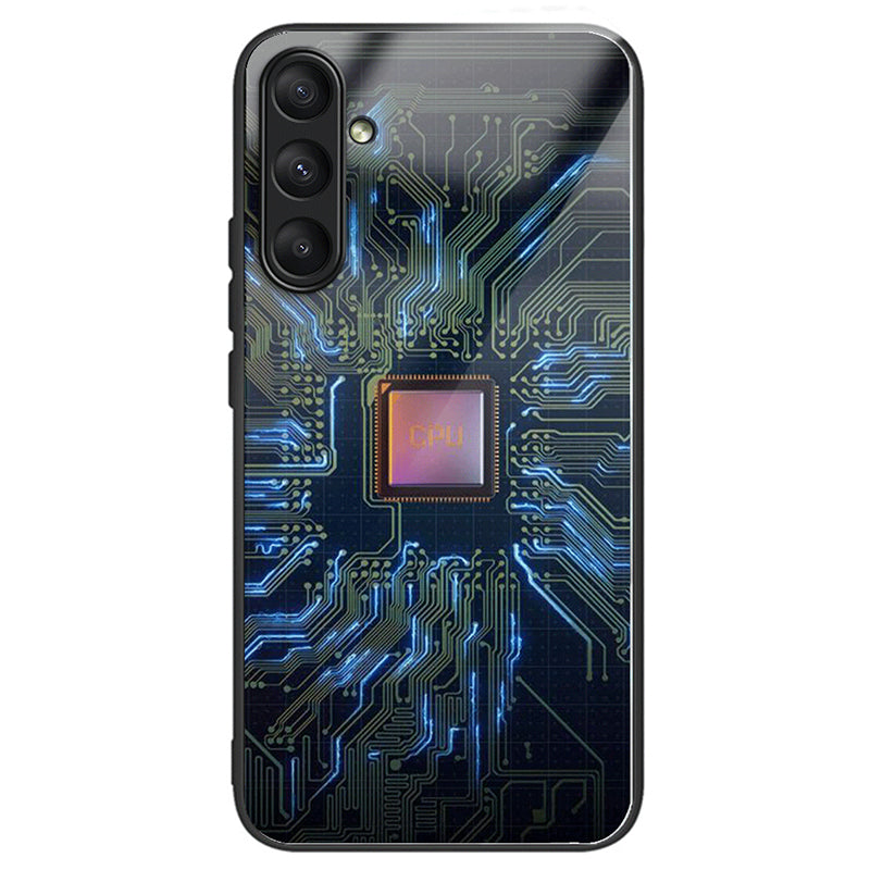 For Samsung Galaxy A25 5G (Global) (161.0 x 76.5 x 8.3mm) Pattern Printing Phone Case Tempered Glass+TPU+PC Cover