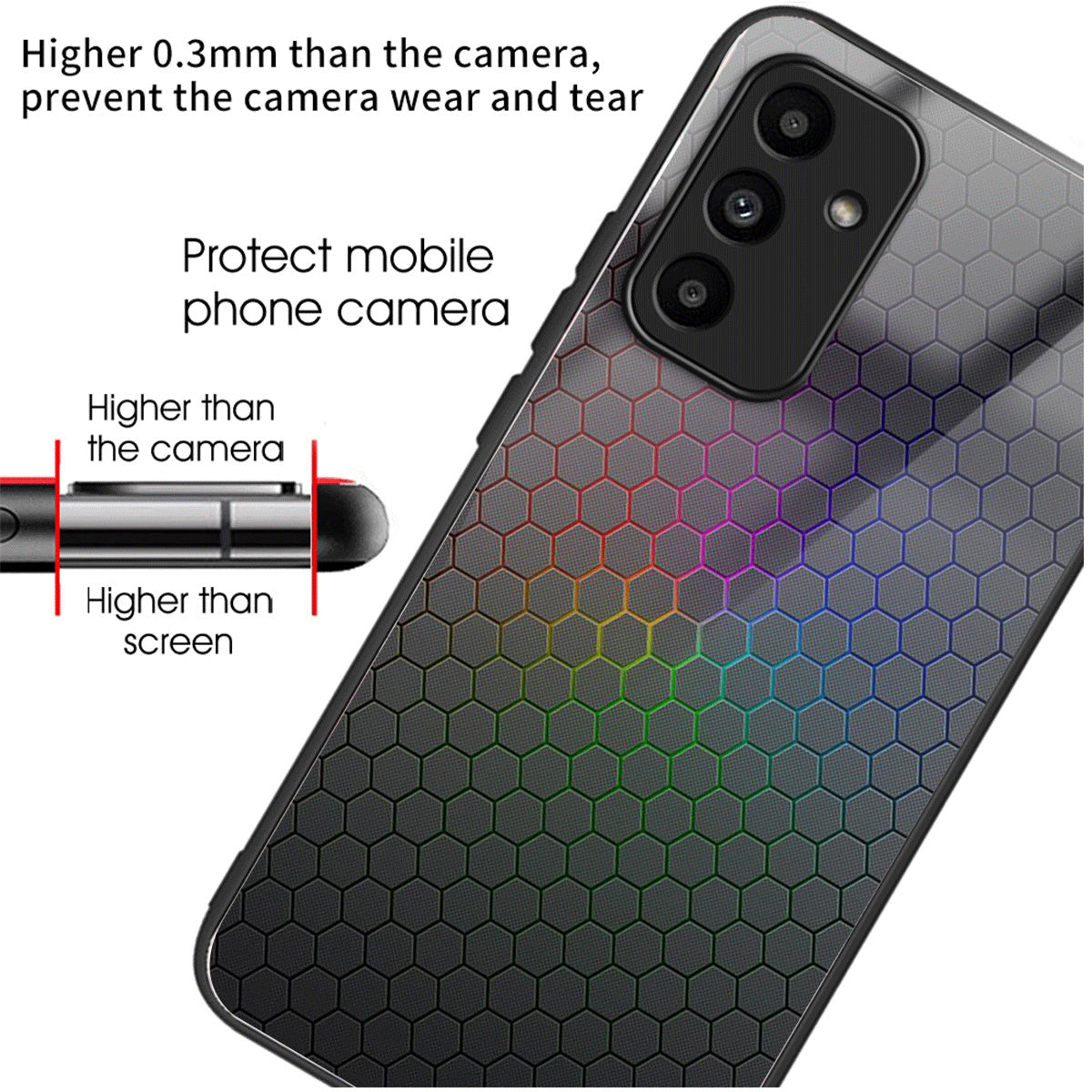 For Samsung Galaxy A15 4G / 5G Case Pattern Printing Tempered Glass+TPU+PC Anti-scratch Phone Cover