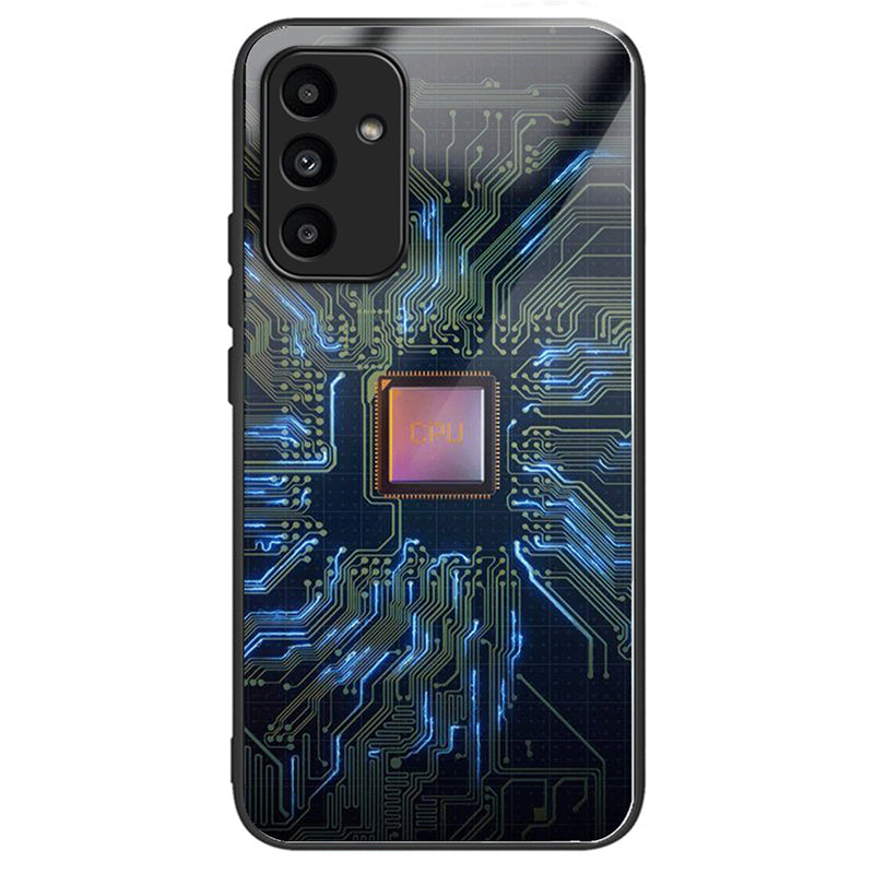 For Samsung Galaxy A15 4G / 5G Case Pattern Printing Tempered Glass+TPU+PC Anti-scratch Phone Cover