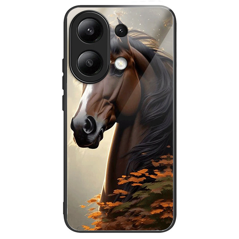 For Xiaomi Redmi Note 13 4G Tempered Glass Phone Cover Pattern Printing Drop-resistant Case