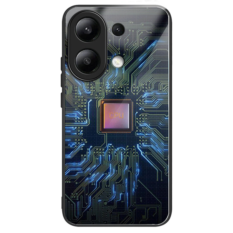 For Xiaomi Redmi Note 13 4G Tempered Glass Phone Cover Pattern Printing Drop-resistant Case