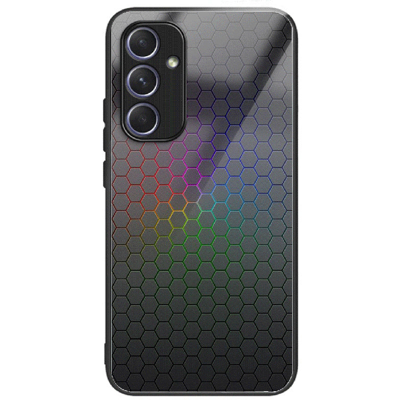 For Samsung Galaxy A34 5G Case Colorful Pattern Tempered Glass Protective Phone Cover