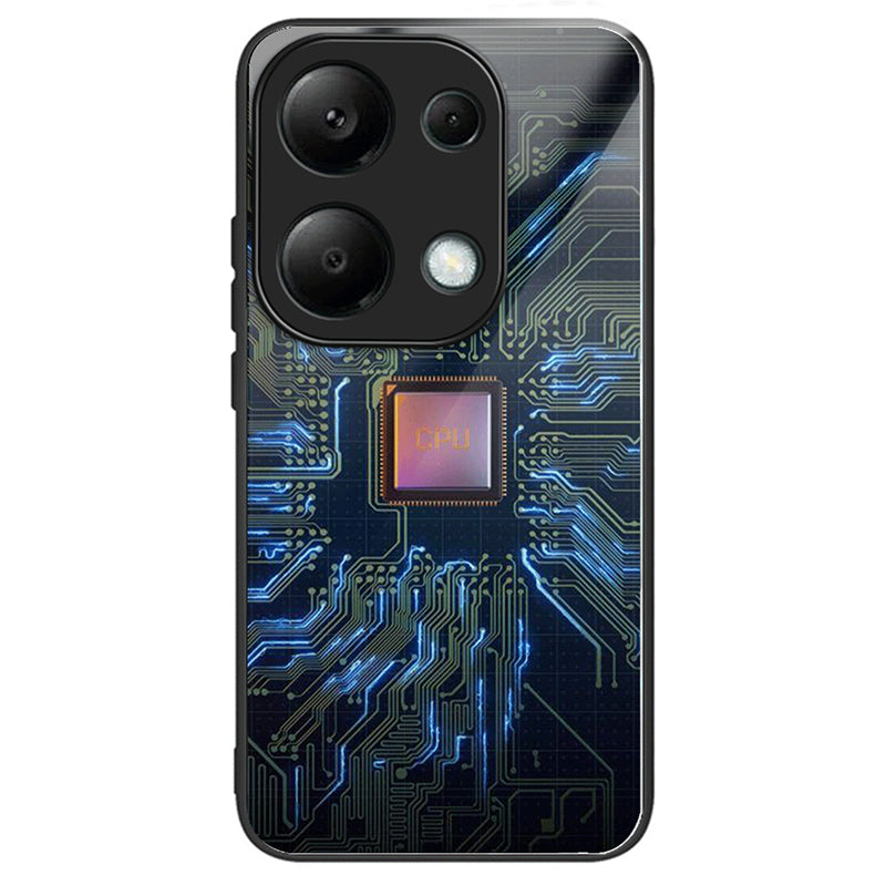 For Xiaomi Redmi Note 13 Pro 4G / Poco M6 Pro 4G Case Pattern Design Tempered Glass Back Cover