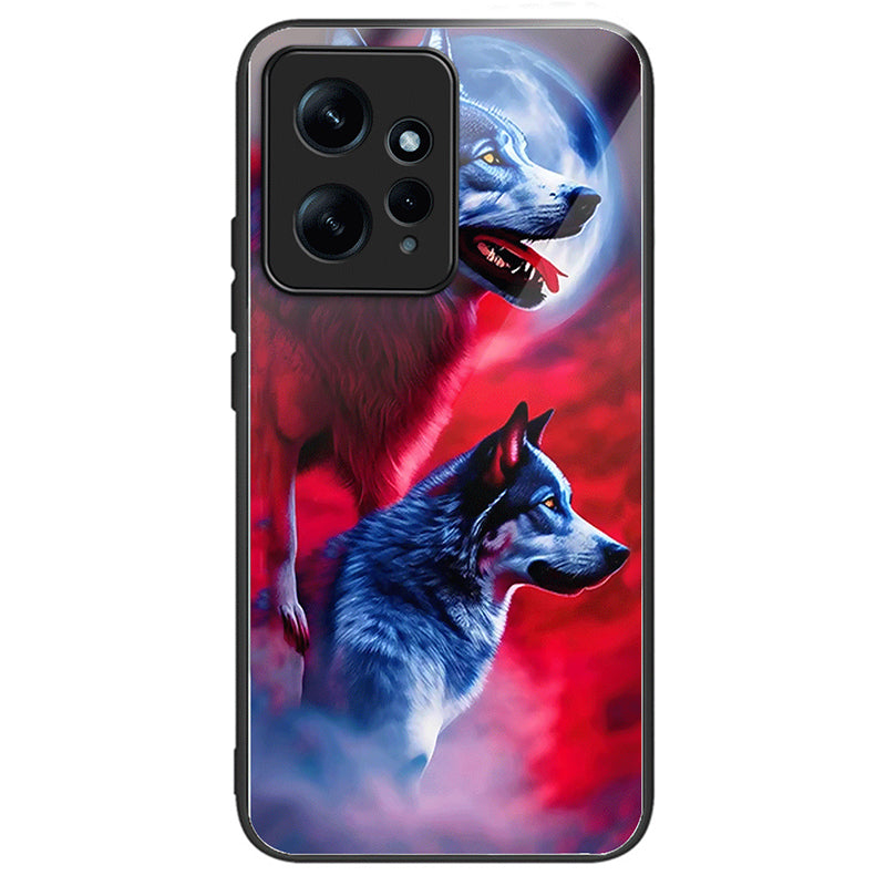 For Xiaomi Redmi Note 12 4G Painted Pattern Case Tempered Glass+PC Back Soft TPU Phone Cover