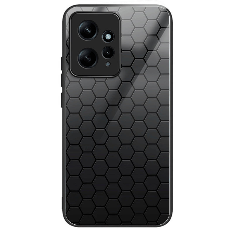For Xiaomi Redmi Note 12 4G Painted Pattern Case Tempered Glass+PC Back Soft TPU Phone Cover