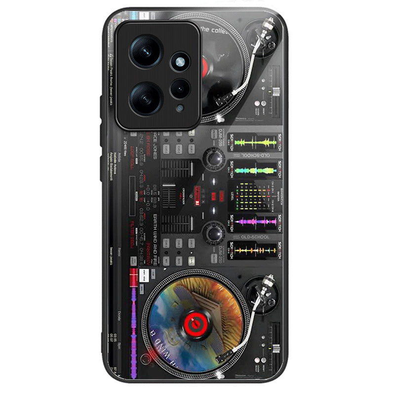 For Xiaomi Redmi Note 12 4G Painted Pattern Case Tempered Glass+PC Back Soft TPU Phone Cover