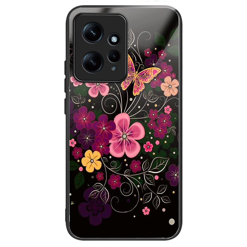 For Xiaomi Redmi Note 12 4G Painted Pattern Case Tempered Glass+PC Back Soft TPU Phone Cover