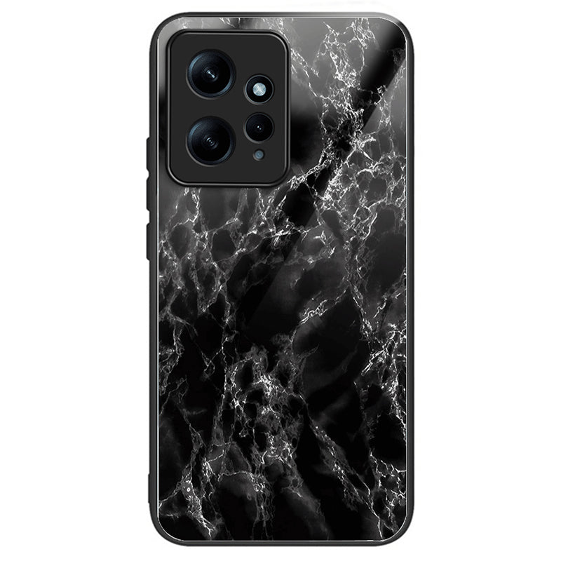 For Xiaomi Redmi Note 12 4G Painted Pattern Case Tempered Glass+PC Back Soft TPU Phone Cover