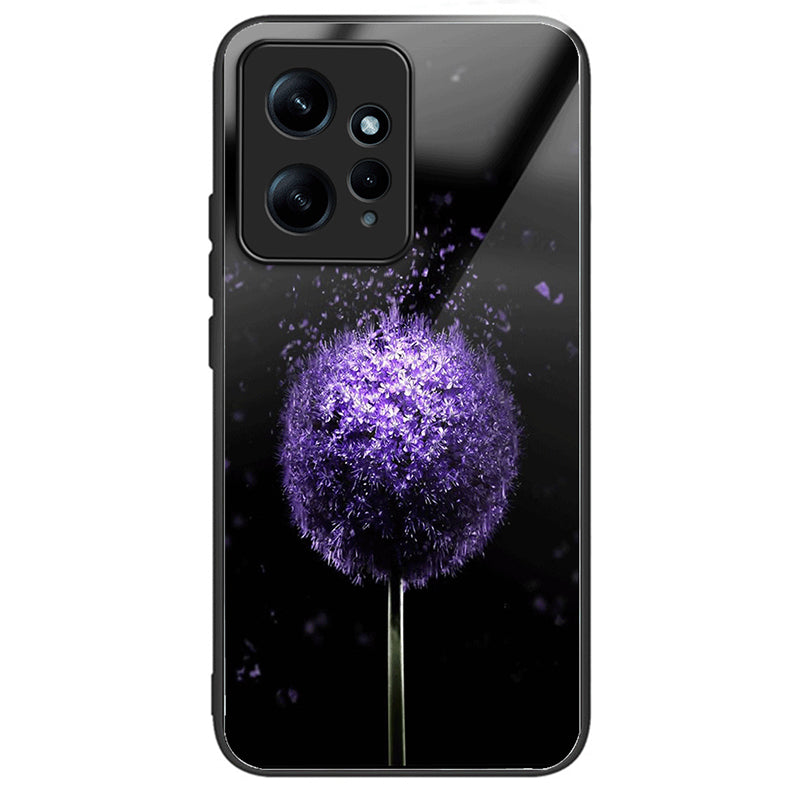 For Xiaomi Redmi Note 12 4G Painted Pattern Case Tempered Glass+PC Back Soft TPU Phone Cover