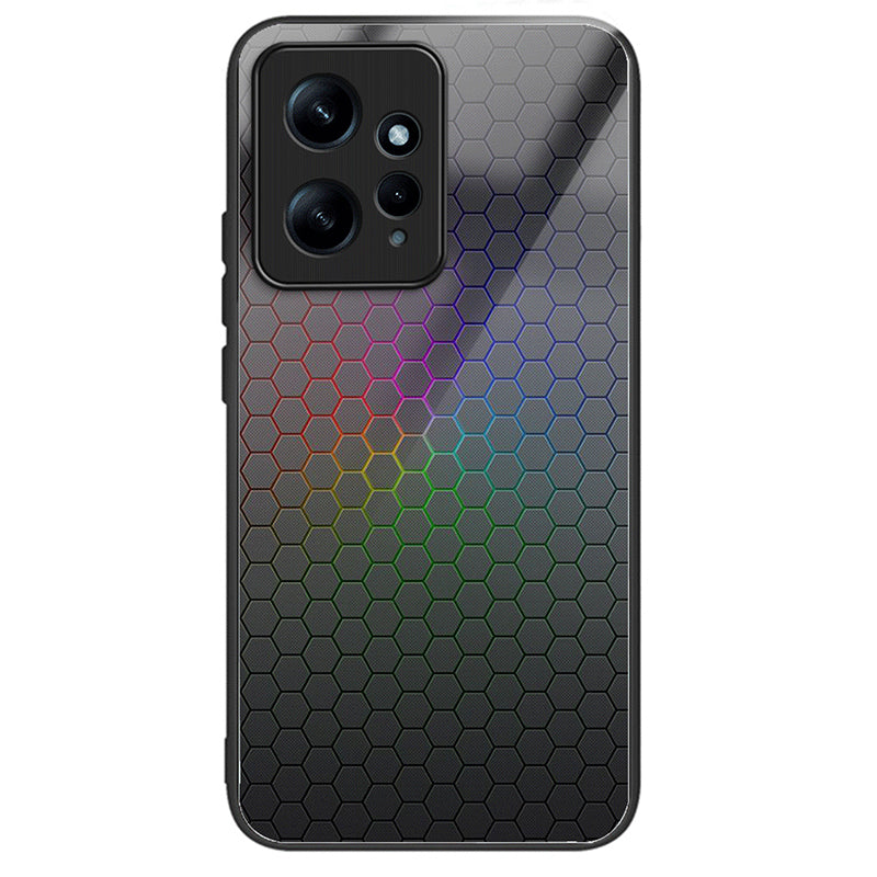 For Xiaomi Redmi Note 12 4G Painted Pattern Case Tempered Glass+PC Back Soft TPU Phone Cover