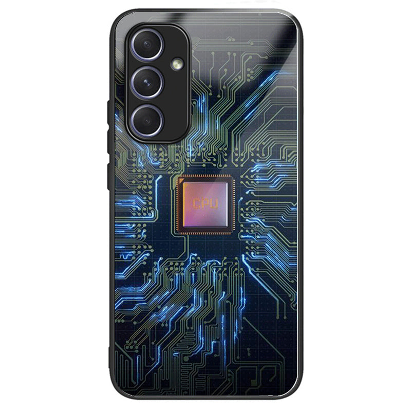 For Samsung Galaxy A54 5G Case Pattern Anti-Scratch Tempered Glass Phone Cover