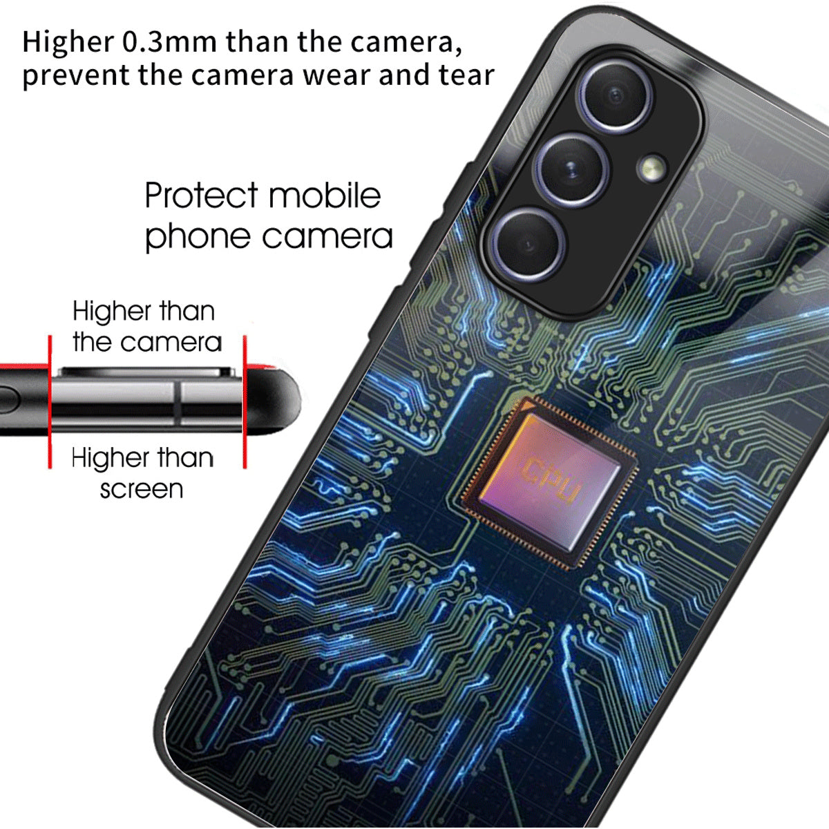 For Samsung Galaxy A54 5G Case Pattern Anti-Scratch Tempered Glass Phone Cover