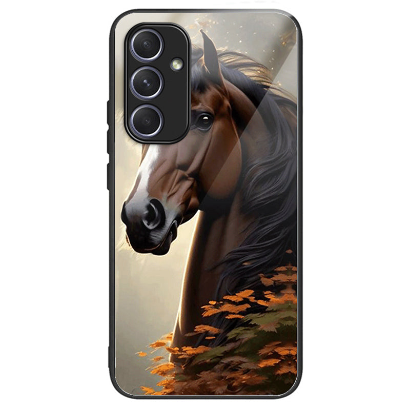 For Samsung Galaxy A54 5G Case Pattern Anti-Scratch Tempered Glass Phone Cover