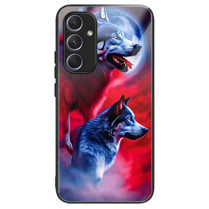 For Samsung Galaxy A54 5G Case Pattern Anti-Scratch Tempered Glass Phone Cover