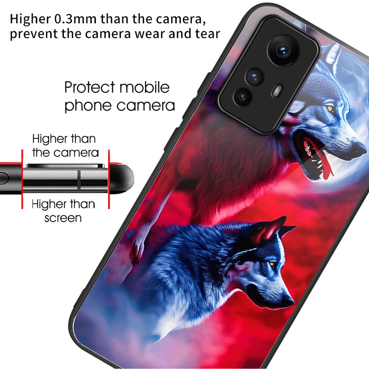 For Xiaomi Redmi Note 12S 4G Pattern Printing Anti-scratch Phone Case Tempered Glass+TPU+PC Cover