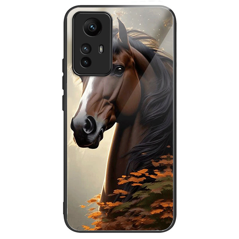 For Xiaomi Redmi Note 12S 4G Pattern Printing Anti-scratch Phone Case Tempered Glass+TPU+PC Cover
