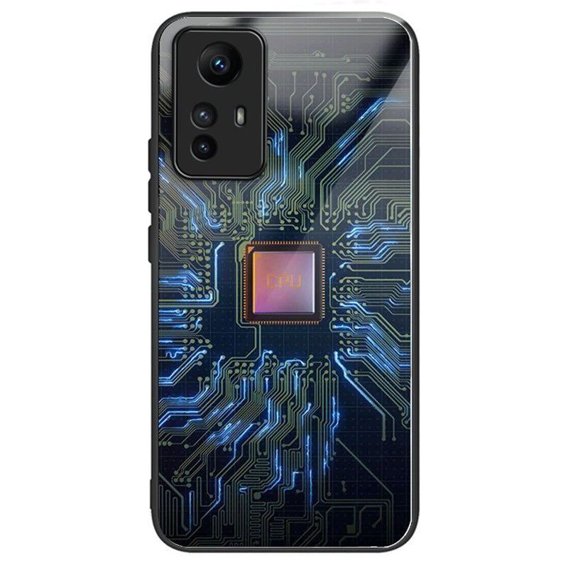 For Xiaomi Redmi Note 12S 4G Pattern Printing Anti-scratch Phone Case Tempered Glass+TPU+PC Cover