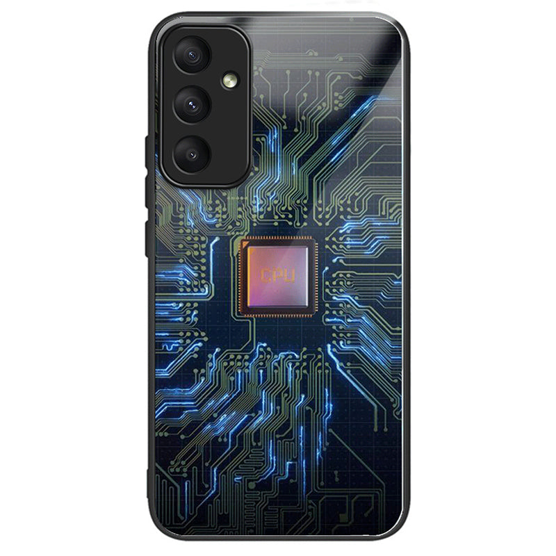 For Samsung Galaxy A35 5G Tempered Glass+TPU+PC Cover Anti-scratch Pattern Printing Phone Case